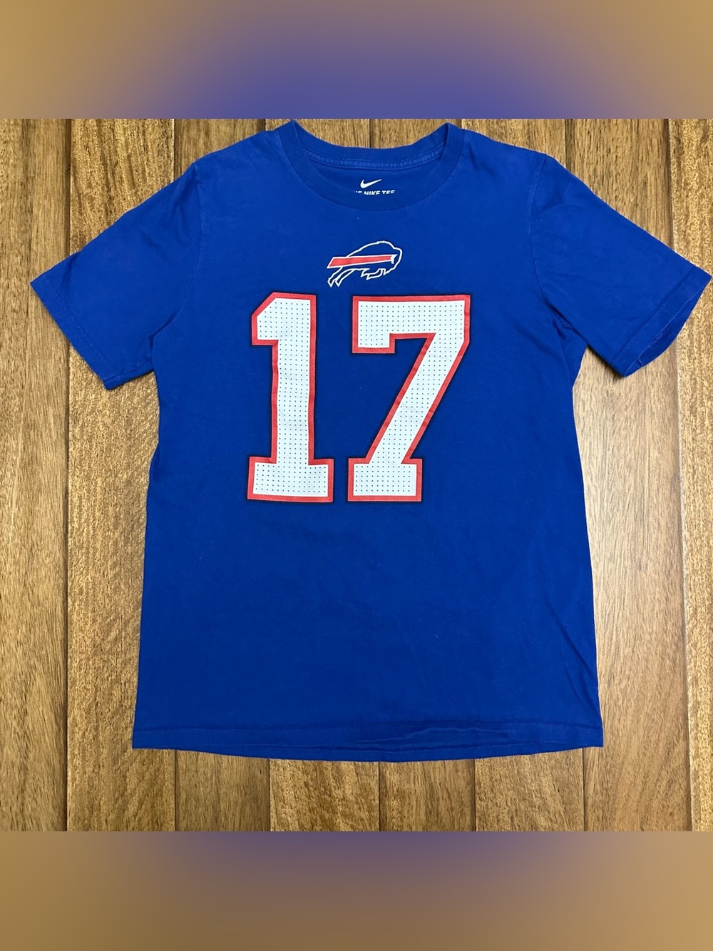 Nike Buffalo Bills Josh Allen #17 Name & Number T-Shirt -Royal Blue Youth L A253